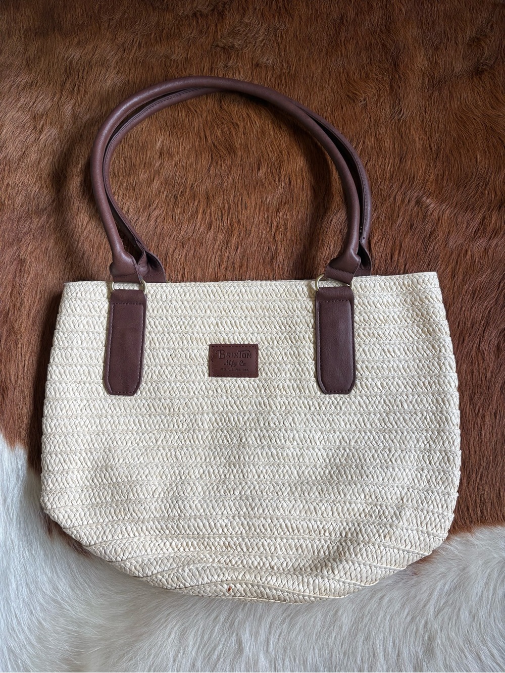 Women’s Brixton- Straw Tote Bag with Flower Print Liner